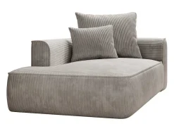 Vente-unique Chaise Longue-Chaise Longue Met Hoek Links Van Beige Ribfluweel Pineta