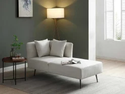 Vente-unique Chaise Longue-Chaise Longue Rechts Van Cremekleurige Stof Napasa