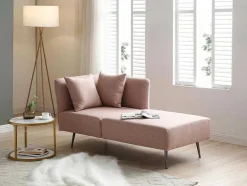Vente-unique Chaise Longue-Chaise Longue Rechts Van Roze Stof Napasa