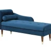 Vente-unique Chaise Longue-Chaise Longue Rechts Van Blauwgroen Velours Umari