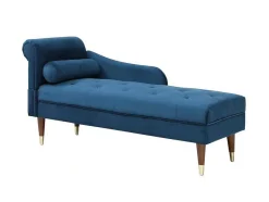 Vente-unique Chaise Longue-Chaise Longue Rechts Van Blauwgroen Velours Umari