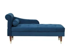 Vente-unique Chaise Longue-Chaise Longue Rechts Van Blauwgroen Velours Umari