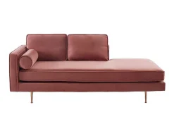 Vente-unique Chaise Longue-Chaise Longue Van Stof Kahel- Hoek Rechts - Oud Roze