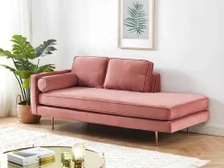 Vente-unique Chaise Longue-Chaise Longue Van Stof Kahel- Hoek Rechts - Oud Roze