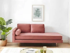 Vente-unique Chaise Longue-Chaise Longue Van Stof Kahel- Hoek Rechts - Oud Roze