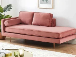 Vente-unique Chaise Longue-Chaise Longue Van Stof Kahel- Hoek Rechts - Oud Roze