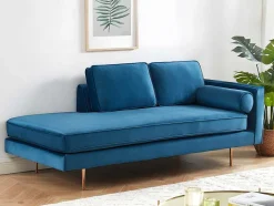 Vente-unique Chaise Longue-Chaise Longue Van Stof Kahel - Hoek Links - Eendblauw