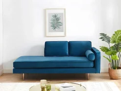 Vente-unique Chaise Longue-Chaise Longue Van Stof Kahel - Hoek Links - Eendblauw