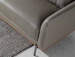 Angel Cerda Hoekbank-Chaiselongue Bank (R) In Leer En Verdonkerd Staal 6154