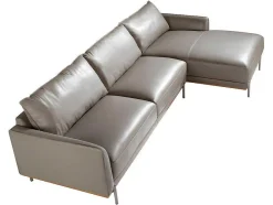 Angel Cerda Hoekbank-Chaiselongue Bank (R) In Leer En Verdonkerd Staal 6154