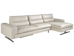 Angel Cerda Hoekbank-Chaiselongue Sofa (R) In Leer En Mat Staal 6152
