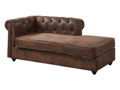 Vente-unique Chaise Longue-Chesterfield Chaise Longue - Hoek Rechts - Shirel Van Microvezel Met Lived-In Leeraspect