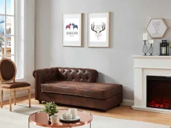 Vente-unique Chaise Longue-Chesterfield Chaise Longue - Hoek Rechts - Shirel Van Microvezel Met Lived-In Leeraspect