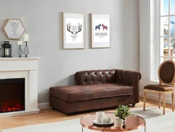 Vente-unique Chaise Longue-Chesterfield Chaise Longue - Hoek Rechts - Shirel Van Microvezel Met Lived-In Leeraspect