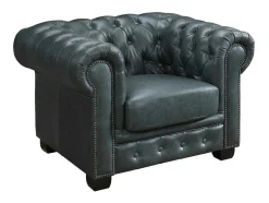 LINEA SOFA Fauteuil Leer-Chesterfield Fauteuil Brenton 100% Buffelleer - Spaans Groen