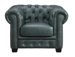 LINEA SOFA Fauteuil Leer-Chesterfield Fauteuil Brenton 100% Buffelleer - Spaans Groen