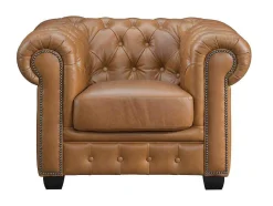 LINEA SOFA Fauteuil Leer-Chesterfield Fauteuil Brenton 100% Buffelleer - Vintage Caramel