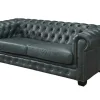 LINEA SOFA Set Zitbank + Fauteuil-Chesterfield Zitbank 3 + 2 + 1 Plaatsen Brenton 100% Buffelleer - Spaans Groen