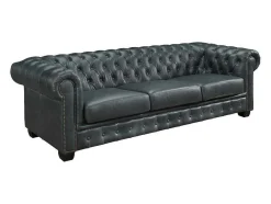 LINEA SOFA Vierzitsbank-Chesterfield Zitbank 4 Plaatsen Brenton 100% Buffelleer - Spaans Groen