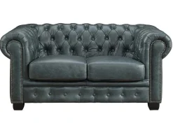 LINEA SOFA Chesterfield Zitbank-Chesterfield 2-Zitsbank Brenton 100% Buffelleer - Spaans Groen