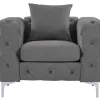 Vente-unique Fauteuil Stof Fluweel / Suedine-Chesterfield-Fauteuil Van Antracietgrijs Velours Edwina