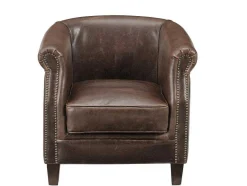 Vente-unique Fauteuil Leer-Clubfauteuil Van Leer Met Lived-In Uiterlijk Enguerrand
