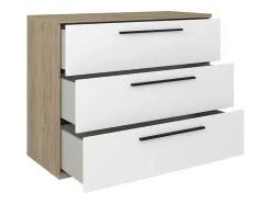 Vente-unique Ladekast-Commodes 3 Lades - Kleur: Naturel En Wit - Najeli