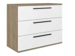 Vente-unique Ladekast-Commodes 3 Lades - Kleur: Naturel En Wit - Najeli
