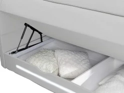 DREAMEA Aanbiedingen: Slaapkamer & Kantoor-Complete Boxspring Met Hoofdeinde Met Leds, Bedbodem Met Opbergruimte, Matras En Dekmatras - Wit - Kunstleer - 160 X 200 Cm - Keros Van