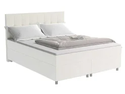 Ysmée Boxspringbed-Complete Boxspringset Met Hoofdbord + Bedbodems + Matras + Dekmatras Siero Van Ysmee - 180 X 200 Cm - Stof - Ivoor