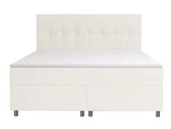 Ysmée Boxspringbed-Complete Boxspringset Met Hoofdbord + Bedbodems + Matras + Dekmatras Siero Van Ysmee - 180 X 200 Cm - Stof - Ivoor