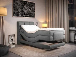 Palacio Elektrisch Relaxatiebed-Complete Boxspringset Met Gestoffeerd Hoofdbord Met Elektrische Relaxbedbodems Met Matras Met Topmatras 100 X 200 Cm Stoffen Bekleding Lichtgrijs Lodi Van