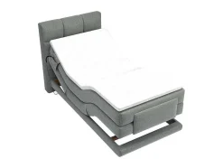 Palacio Elektrisch Relaxatiebed-Complete Boxspringset Met Gestoffeerd Hoofdbord Met Elektrische Relaxbedbodems Met Matras Met Topmatras 100 X 200 Cm Stoffen Bekleding Lichtgrijs Lodi Van