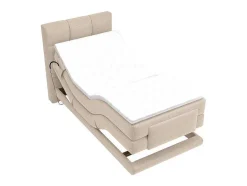 Palacio Elektrisch Relaxatiebed-Complete Boxspringset Met Gestoffeerd Hoofdbord Elektrisch Verstelbare Relaxbedbodems Met Matras Met Topmatras 100 X 200 Cm Stoffen Bekleding Beige Lodi Van