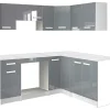 Vente-unique Keukenmeubel-Complete Hoekkeuken - 9 Opbergruimtes - Grijs & Wit - Trattoria