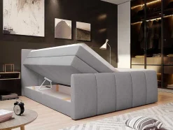 Palacio Boxspringbed-Complete Set Boxspring Met Verstelbaar Hoofdeinde + Bedbodem-Kist + Matras + Dekmatras Verone - Lichtgrijs - 160X200 Cm