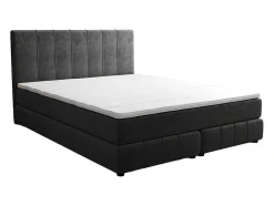 Ysmée Boxspringbed-Complete Set Met Boxspring En Hoofdbord + Bedbodem + Matras + Topmatras - 160 X 200 Cm - Fluweel - Donkergrijs - Hida Van Ysmee