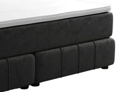 Ysmée Boxspringbed-Complete Set Met Boxspring En Hoofdbord + Bedbodem + Matras + Topmatras - 160 X 200 Cm - Fluweel - Donkergrijs - Hida Van Ysmee