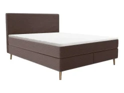 Ysmée Boxspringbed-Complete Set Met Boxspring En Hoofdbord + Bedbodem + Matras + Topmatras - 160 X 200 Cm - Ribfluweel - Bruin - Nara Van Ysmee