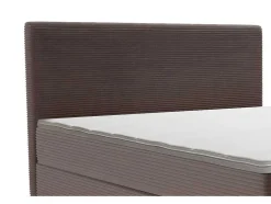 Ysmée Boxspringbed-Complete Set Met Boxspring En Hoofdbord + Bedbodem + Matras + Topmatras - 160 X 200 Cm - Ribfluweel - Bruin - Nara Van Ysmee