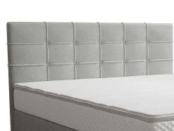 Ysmée Boxspringbed-Complete Set Met Boxspring En Gecapitonneerd Hoofdbord + Bedbodem + Matras + Topmatras - 180 X 200 Cm - Stof - Lichtgrijs - Inao Van Ysmee