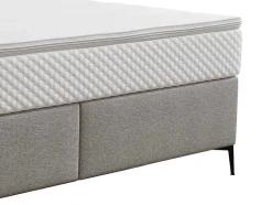 Ysmée Boxspringbed-Complete Set Met Boxspring En Gecapitonneerd Hoofdbord + Bedbodem + Matras + Topmatras - 180 X 200 Cm - Stof - Lichtgrijs - Inao Van Ysmee