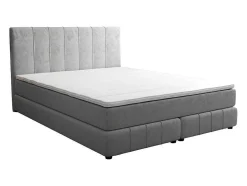 Ysmée Boxspringbed-Complete Set Met Boxspring En Hoofdbord + Bedbodem + Matras + Topmatras - 160 X 200 Cm - Fluweel - Lichtgrijs - Hida Van Ysmee