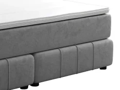 Ysmée Boxspringbed-Complete Set Met Boxspring En Hoofdbord + Bedbodem + Matras + Topmatras - 160 X 200 Cm - Fluweel - Lichtgrijs - Hida Van Ysmee