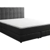 Ysmée Boxspringbed-Complete Set Met Boxspring En Hoofdbord + Bedbodem + Matras + Topmatras - 180 X 200 Cm - Fluweel - Donkergrijs - Hida Van Ysmee