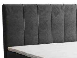 Ysmée Boxspringbed-Complete Set Met Boxspring En Hoofdbord + Bedbodem + Matras + Topmatras - 180 X 200 Cm - Fluweel - Donkergrijs - Hida Van Ysmee