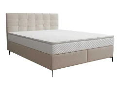 Ysmée Boxspringbed-Complete Set Met Boxspring En Gecapitonneerd Hoofdbord + Bedbodem + Matras + Topmatras - 180 X 200 Cm - Stof - Beige - Inao Van Ysmee