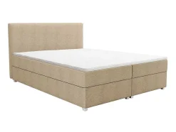 Ysmée Boxspringbed-Complete Set Met Boxspring En Hoofdbord + Bedbodem + Matras + Topmatras - 160 X 200 Cm - Stof - Beige - Onan Van Ysmee