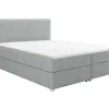 Ysmée Boxspringbed-Complete Set Met Boxspring En Hoofdbord + Bedbodem + Matras + Topmatras - 160 X 200 Cm - Stof - Lichtgrijs - Onan Van Ysmee