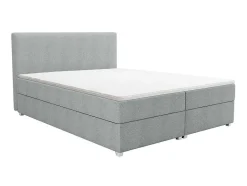 Ysmée Boxspringbed-Complete Set Met Boxspring En Hoofdbord + Bedbodem + Matras + Topmatras - 160 X 200 Cm - Stof - Lichtgrijs - Onan Van Ysmee
